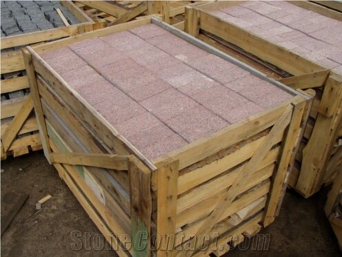 Flamed Pavers, Pink Granite Cube Stone & Pavers