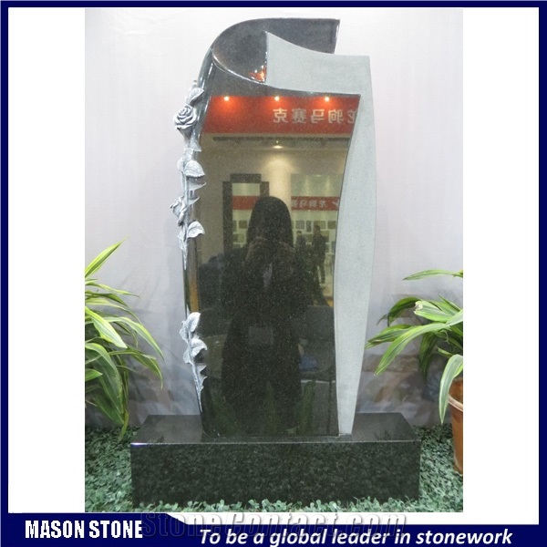 Flower Engraved Headstone, Indian Black Cemetery Tombstone from China