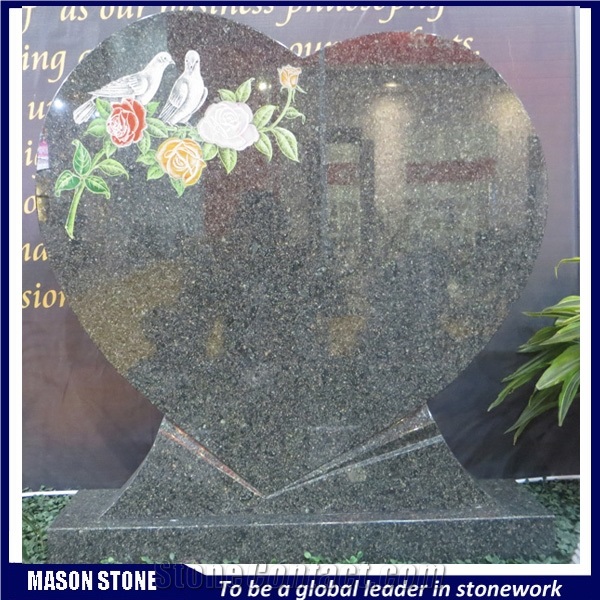 Line Carving Headstone, Heart Style Monument,Western Style Tombstone