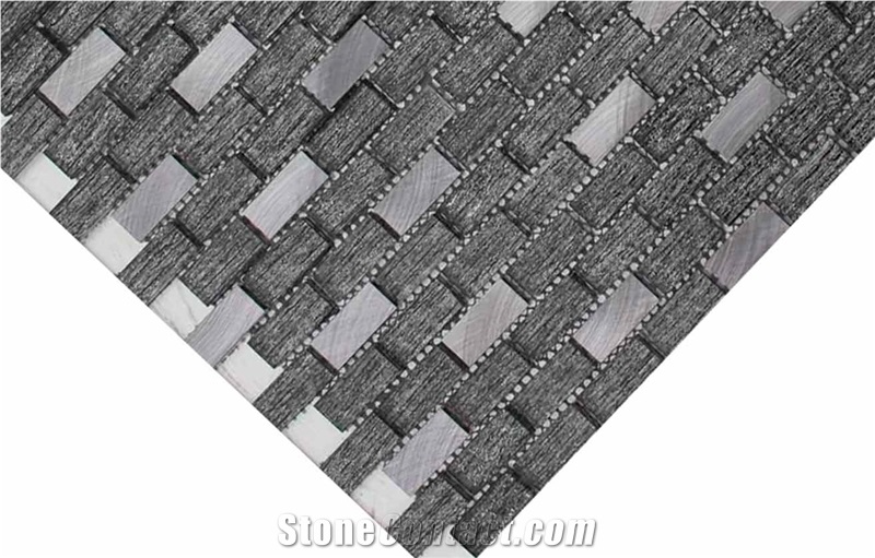 China Glass Mixed Aluminium Mosaic Manufacture 15x32x8mm H1024 Silk Road Metal