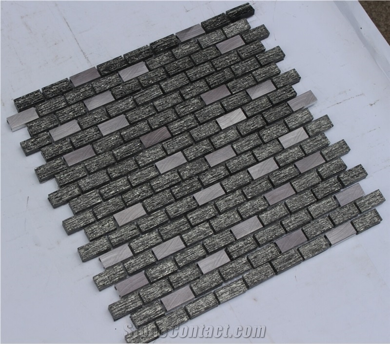 China Glass Mixed Aluminium Mosaic Manufacture Nv0032 15x32x8mm Silk Road Metal