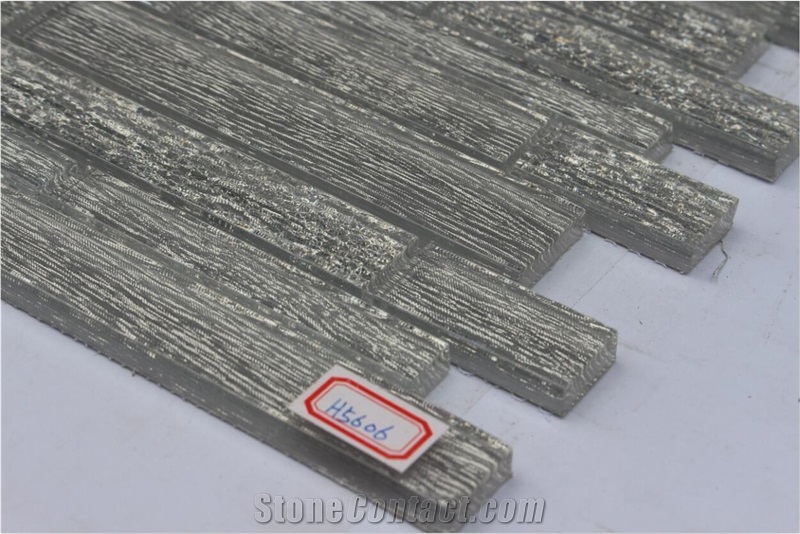 China Glass Mixed Mosaic Manufacture H5606 15x48/15x98/15x148/23x48/23x98/23x148/30x148x8mm Silk Road Metal