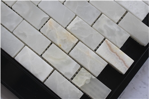 China Honey Onyx Mosaic Manufacture Stone Material Rectangle White/Yellow A047y