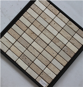 China Travertine Mosaic Manufacture A073-25-60, White Travertine Mosaic