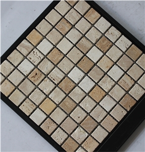 China Travertine Mosaic Supplier A009-30, Brown Travertine Mosaic