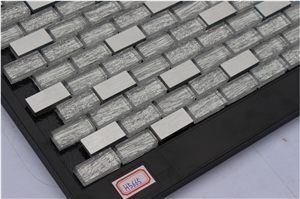 Glass Mixed Aluminium Mosaic Manufacture China H5665 15x32x8mm Silk Road Metal