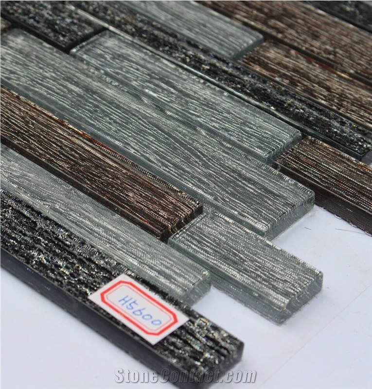 Glass Mixed Mosaic Manufacture China H5600 15x48/15x98/15x148/23x48/23x98/23x148/30x148x8mm Silk Road Metal