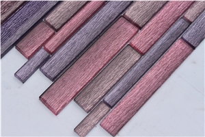 Silk Road Metal+Glass Mixed Mosaic Manufacture China Glass Mosaic Linear Pink/Black /Purple H5596