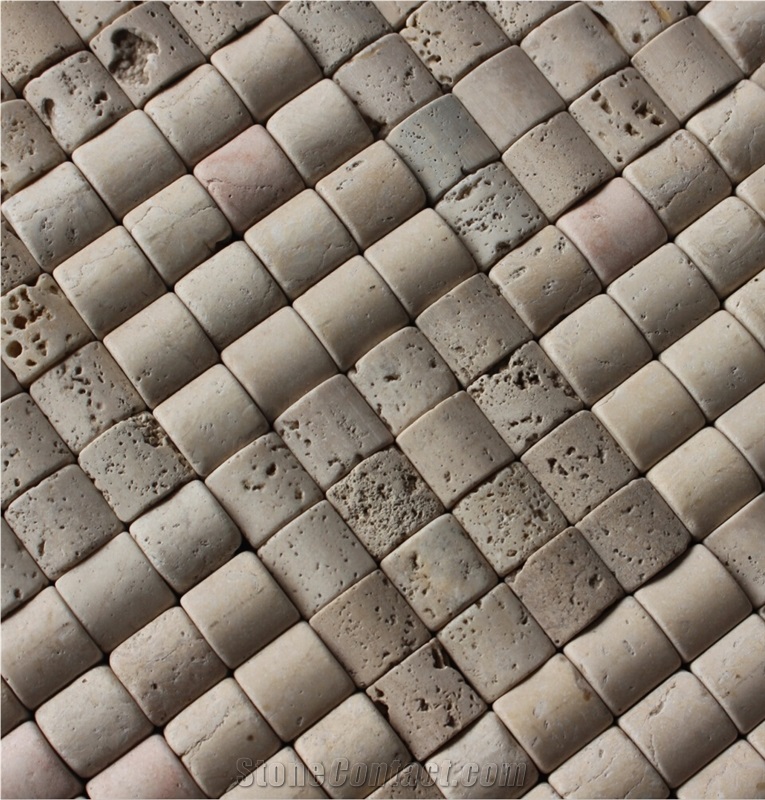 Travertine Mosaic Manufacture China Hp-365, Brown Travertine Mosaic