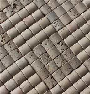 Travertine Mosaic Manufacture China Hp-365, Brown Travertine Mosaic