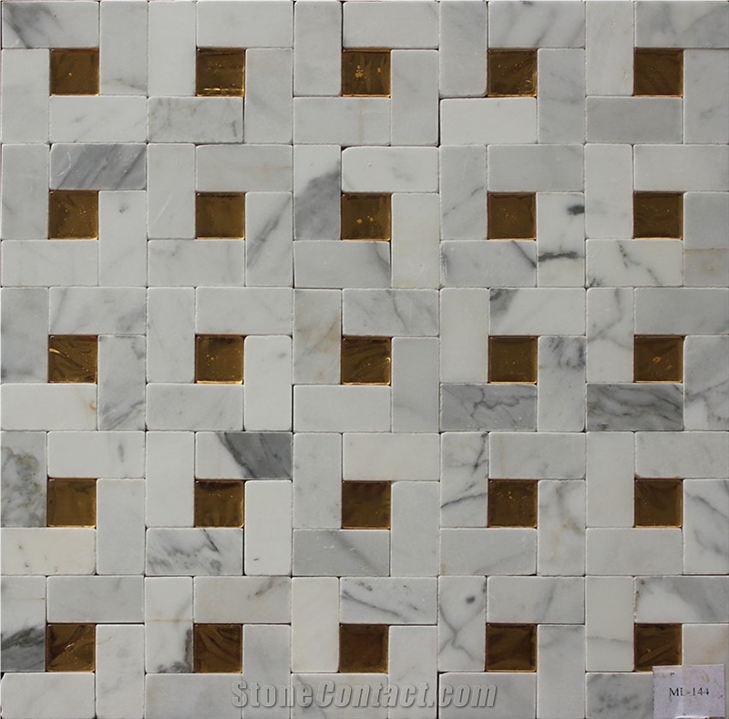 Volakas Marble Mosaic,White Marble Mosaic China Manufacture Ml-144