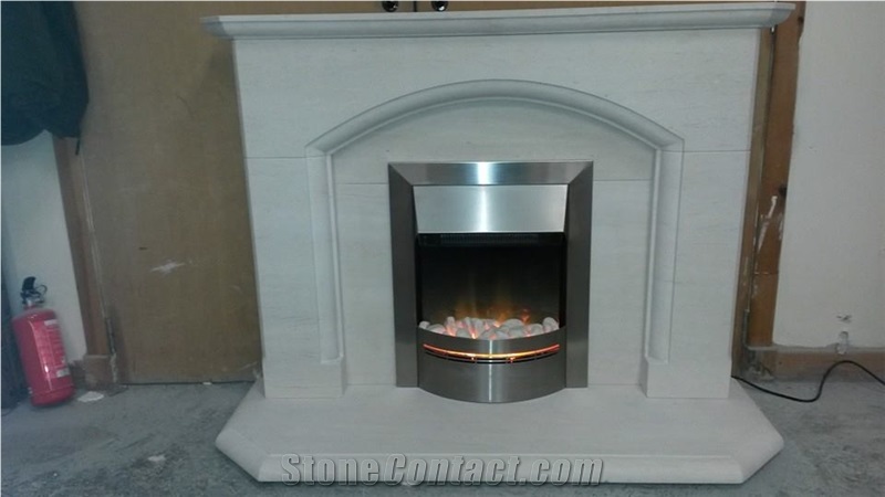 Solid Portuguese Limestone Fireplace