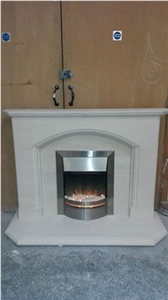 Solid Portuguese Limestone Fireplace