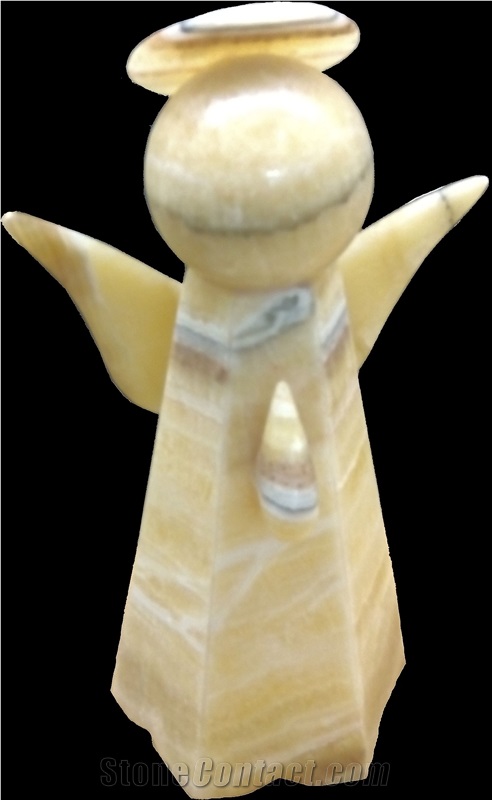 Onyx Angel Lamp, Yellow Onyx Artifacts & Handcrafts
