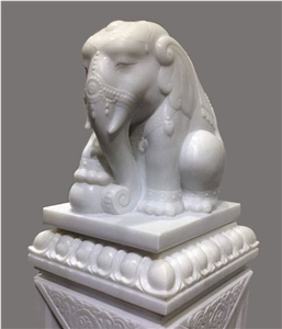 White Marble Elephant Sculpture for Sale