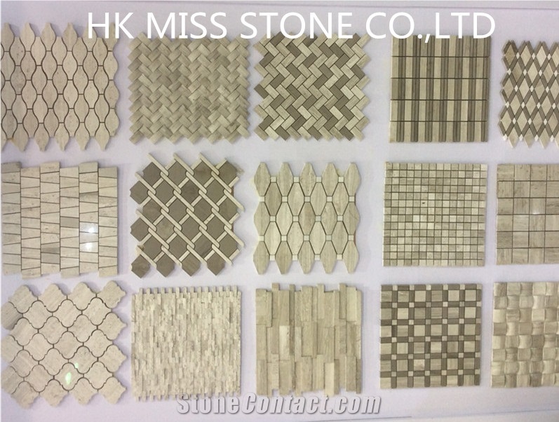 Wooden Marble Mosaic,China White/Grey Wood Marble Mosaic,Bath Room Decoration,Floor Covering,Wall Cladding