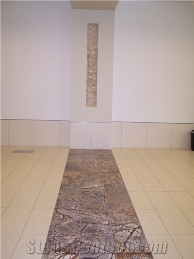 Rain Forest Brown Marble Combined with Ceramic Floor Application