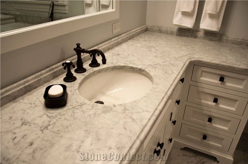 Stunning Bathroom Done in White Carrara Marble