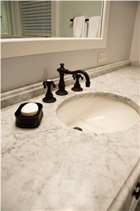 Stunning Bathroom Done in White Carrara Marble