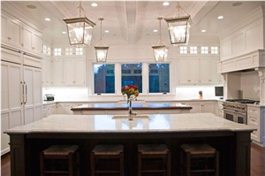 White Carrara Honed Kitchen Countertops with Ogee Edge Profile