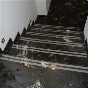 Black Cosmic Granite Stairs and Floors