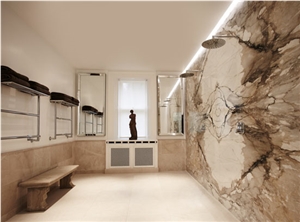 Arabescato Cervaiole Marble Bookmatch Bathroom Wall