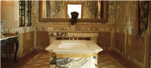Italian Paonazzo Marble panelling on the bath and walls