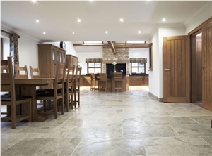 Montpellier Limestone Tumbled and Brushed Kitchen Floor Tiles