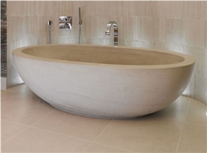 White Moleanos Limestone Solid egg bath tub