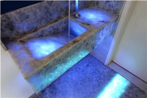 Blue Diamond Semiprecious Stone Vanity Unit