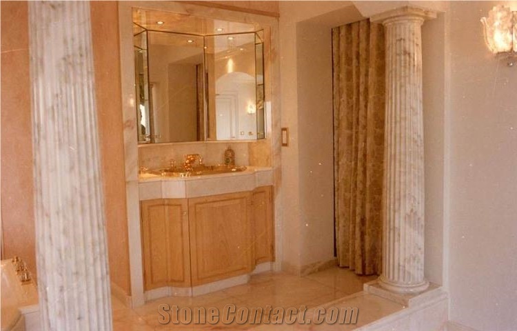 Estremoz Creme Cs Marble Bathroom Vanity Top, Columns