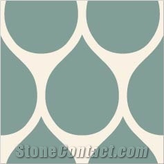 Geometric Series, Ceramic Wall Tiles, Green White Terrazzo and Quartz Stone Tiles