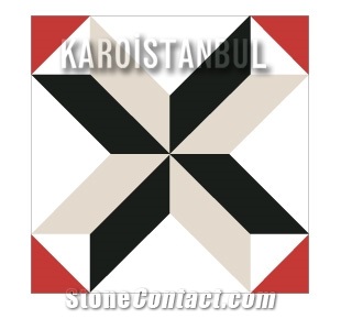 Karoistanbul Cement Tiles 20*20, Red Terrazzo and Quartz Stone Tiles Turkey