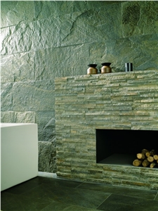 Deoli Green Slate Ledge Fireplace Design