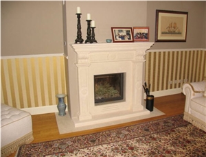 Bianco Avorio Limestone Fireplace, White Limestone Fireplace