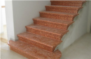 Rosso Verona Full Bullnose Stpes and Risers, Rosso Verona Marble Stairs & Steps