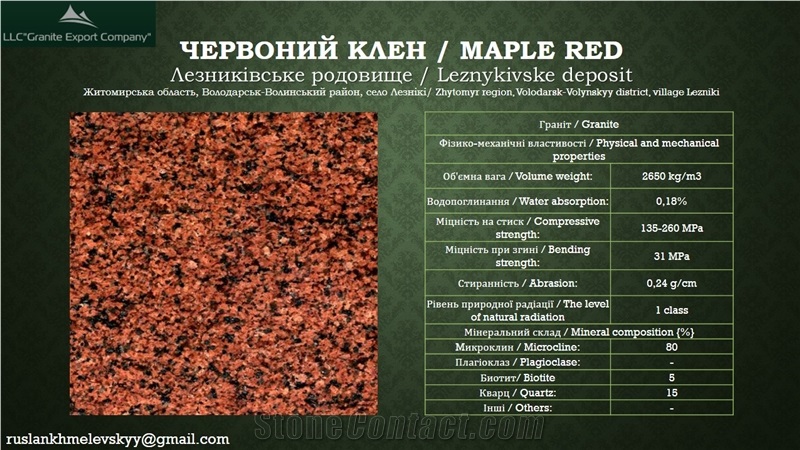 Leznykivske Granite (Maple Red)