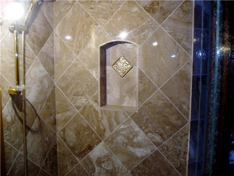 Crema Oro Marble Bathroom Shower Wall