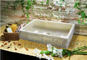 White Onyx Sink Project 047a, White Marble Sinks & Basins