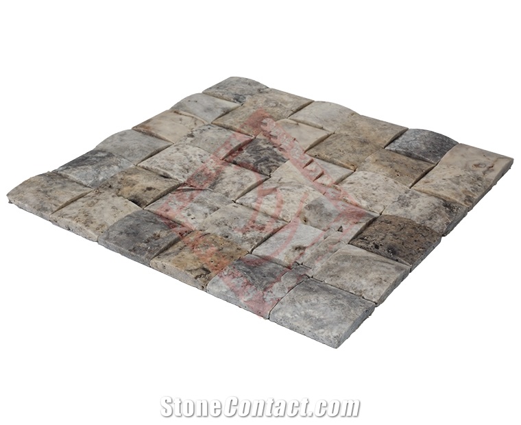Silver Pearl Collection, Silver Travertine Mosaic