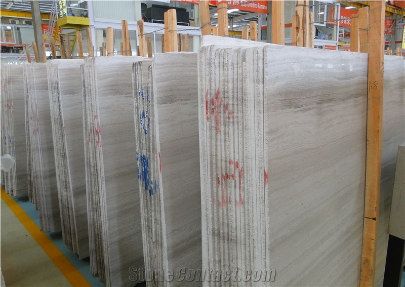 China White Serpeggianto Slabs & Tiles, White Wooden Marble Polished Wall Floor Covering Interior Building Material Gofar