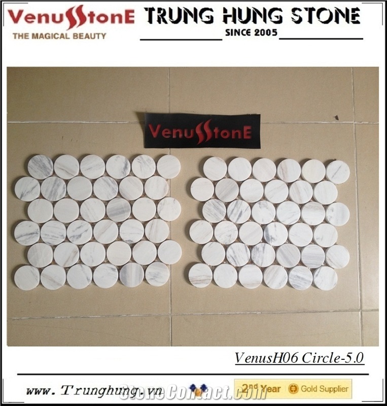 Vietnam Circle Milky White Marble Mosaic Tiles