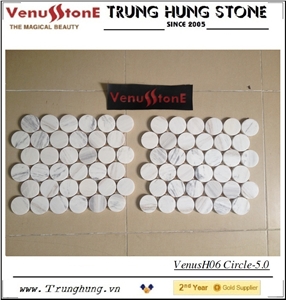 Vietnam Circle Milky White Marble Mosaic Tiles