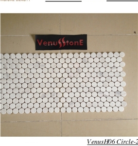Vietnam Milky White Circle Marble Mosaic Tiles