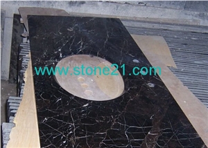 Black Nero Marquina Marble Kitchen Countertops, High Qualilty Nero Marquina Marble
