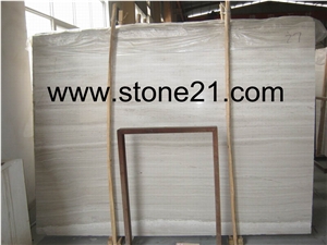 Chinese Cheap Wood Vein Marble Slabs, China White Wood Marble