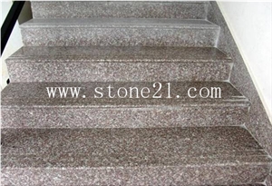 G664 Granite Anti-Slip Stairs, Vibrant Rose Pink Granite Steps