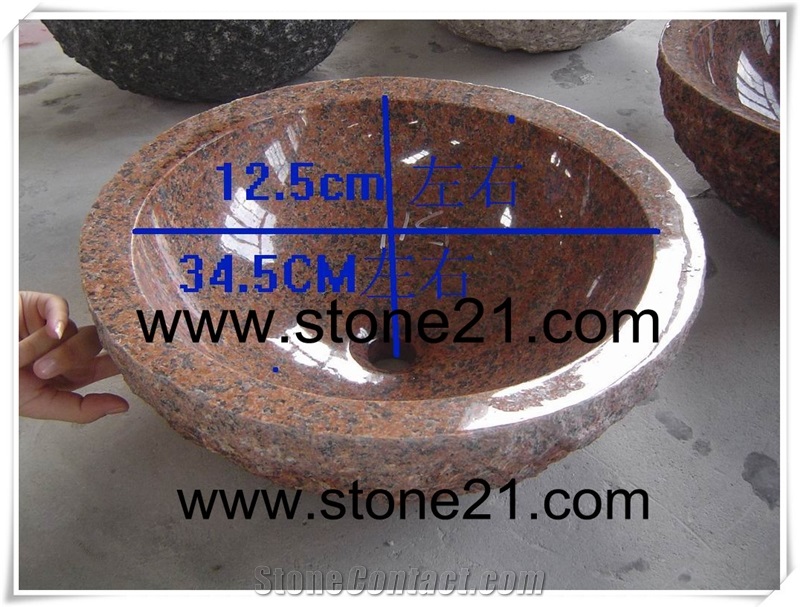 Tianshan Red Granite Sink and Basins, China Red Granite Sinks