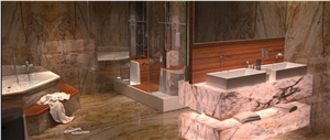 Calypso Gold Quartzite Bathroom Design