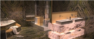 Prestigious Green Quartzite English Oak, Bathroom Wall and Floor